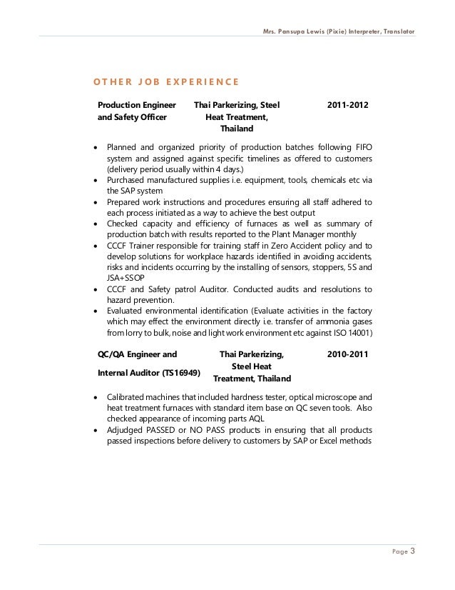 interpreter resume sample
