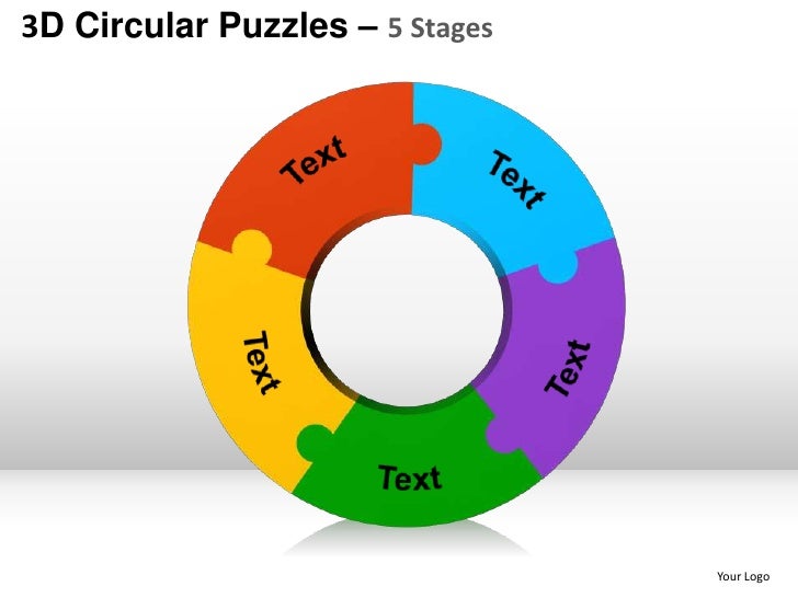 3d circular puzzles 5 stages powerpoint presentation templates