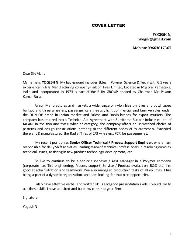 Cover letter dear name