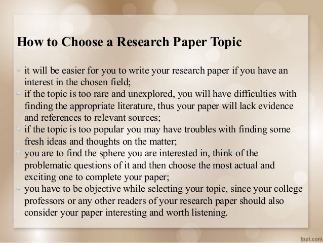 Good topics for research paper