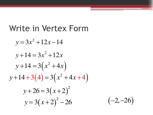write an equation in vertex form