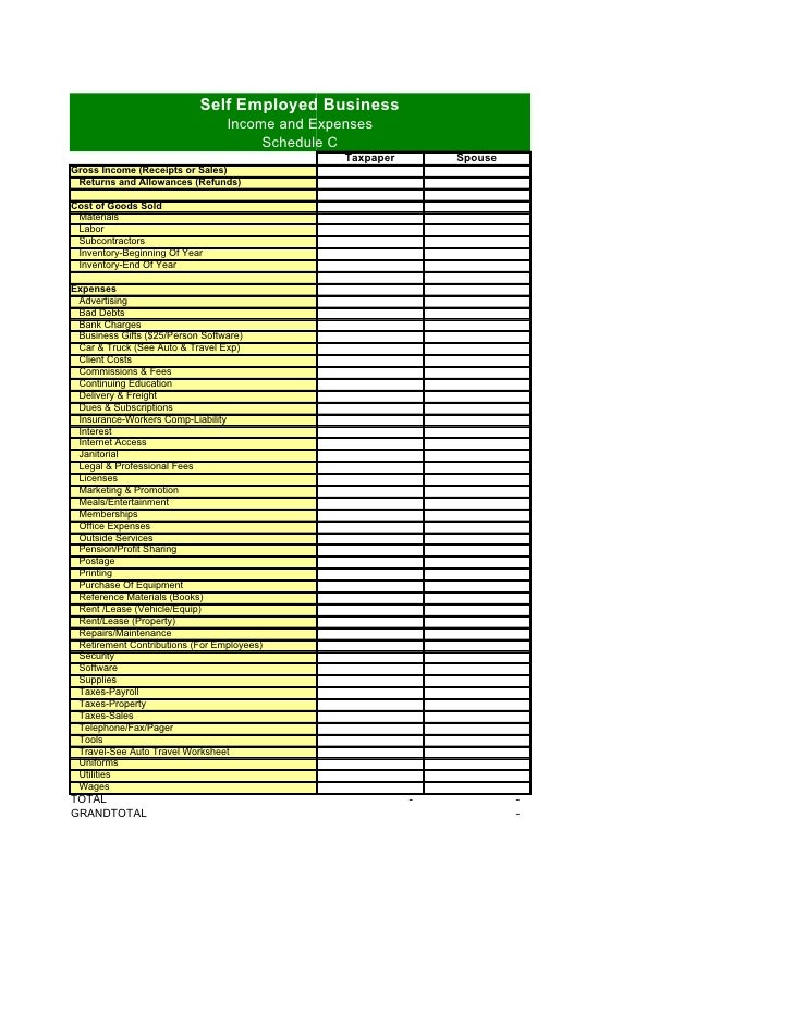 4 Self Employed Worksheet 4 Self Employed Worksheet