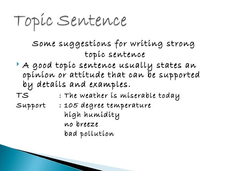 how to do a topic sentence for an essay