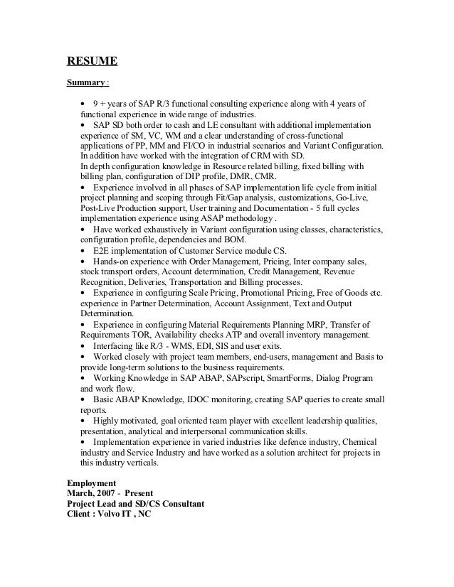 sap bw bi resume sap project manager resume sample job description career history cv