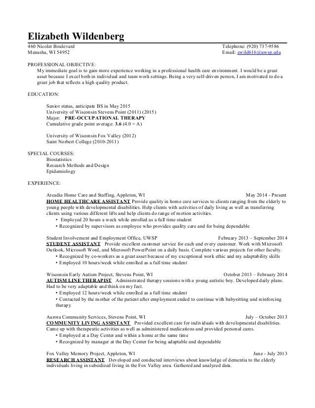 senior care resumes