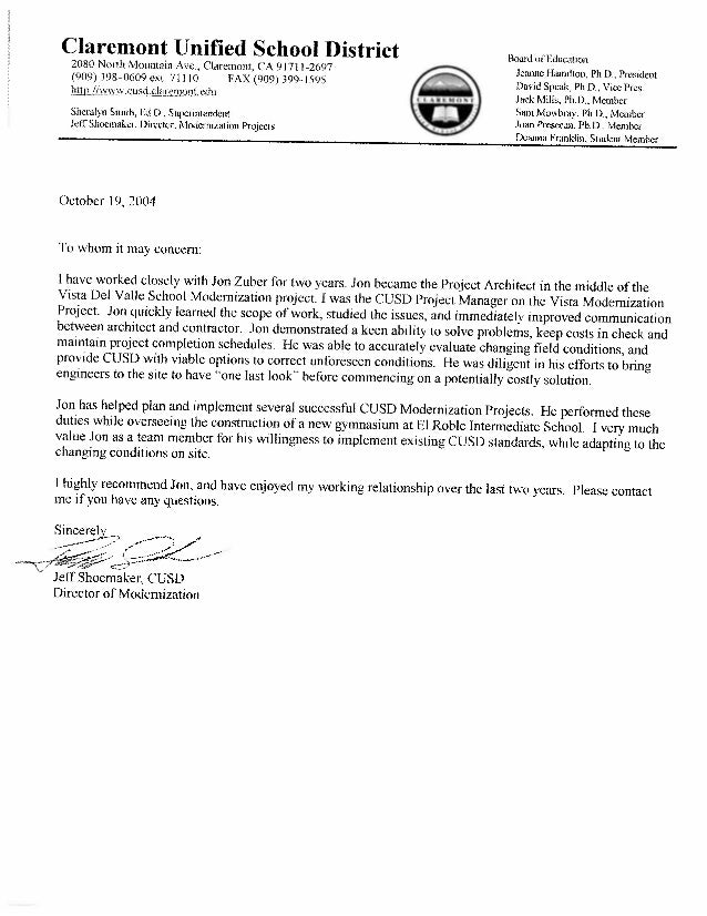 client recommendation letter