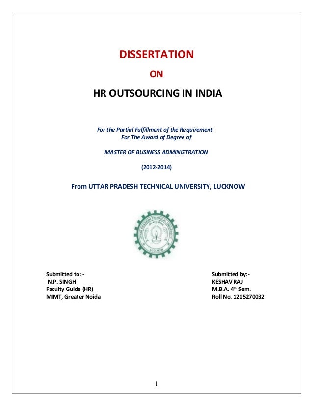 Master thesis on outsourcing