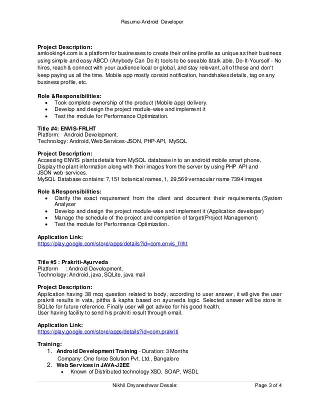 mobile application developer resumes