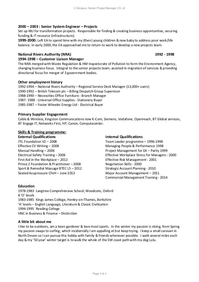 Sample resume it infrastructure manager