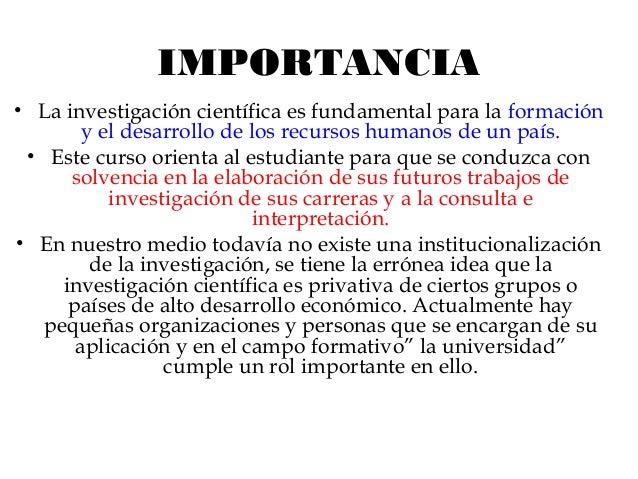 Investigacion Cientifica e Investigador