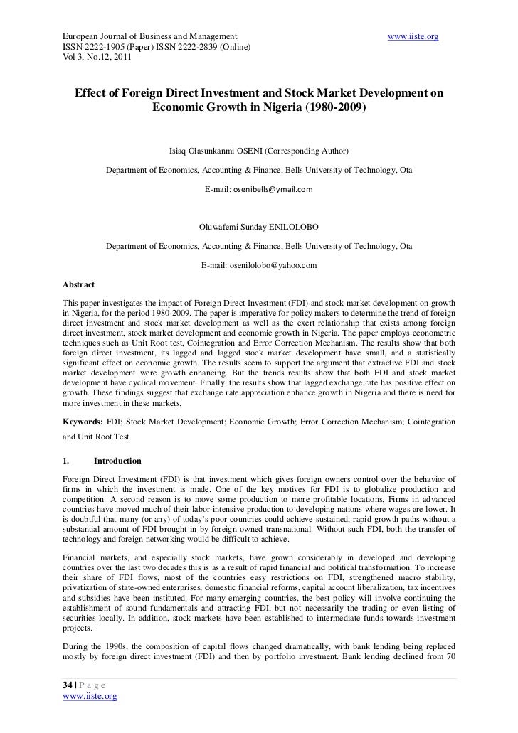 fdi and stock market development