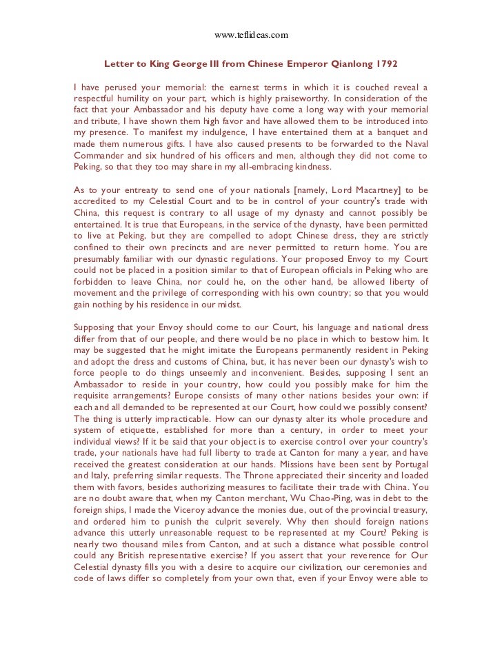 up letter to king george iii 5 emperor qianlong s letter to king george iii up letter to king george iii 5 emperor qianlong s letter to king george iii