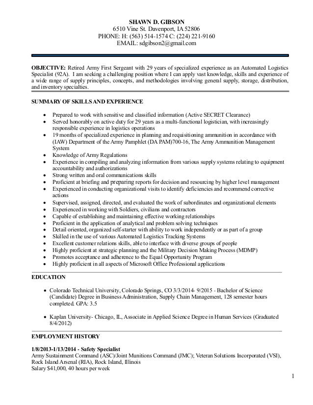 military resume for grad school