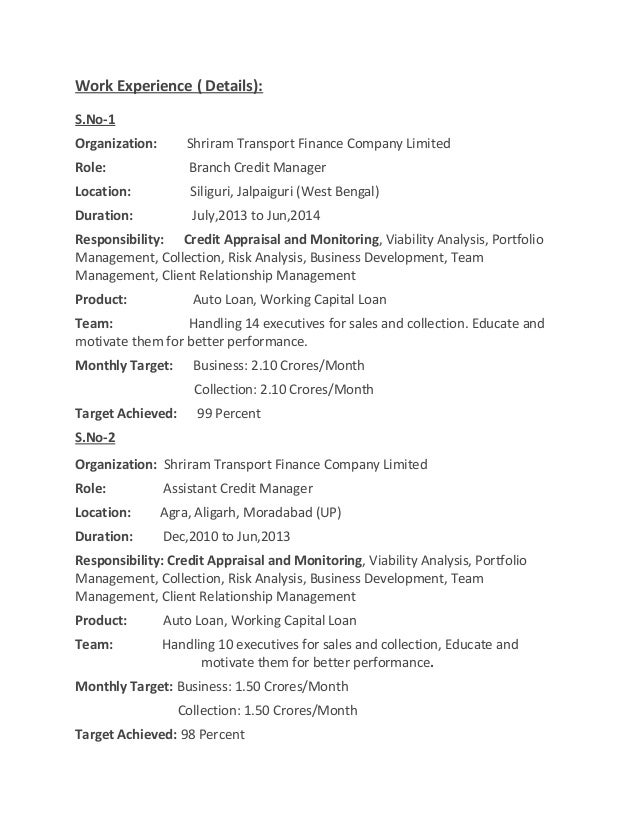 credit manager resume