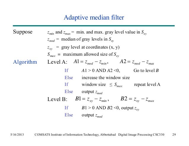 filters for noise in image processing image.