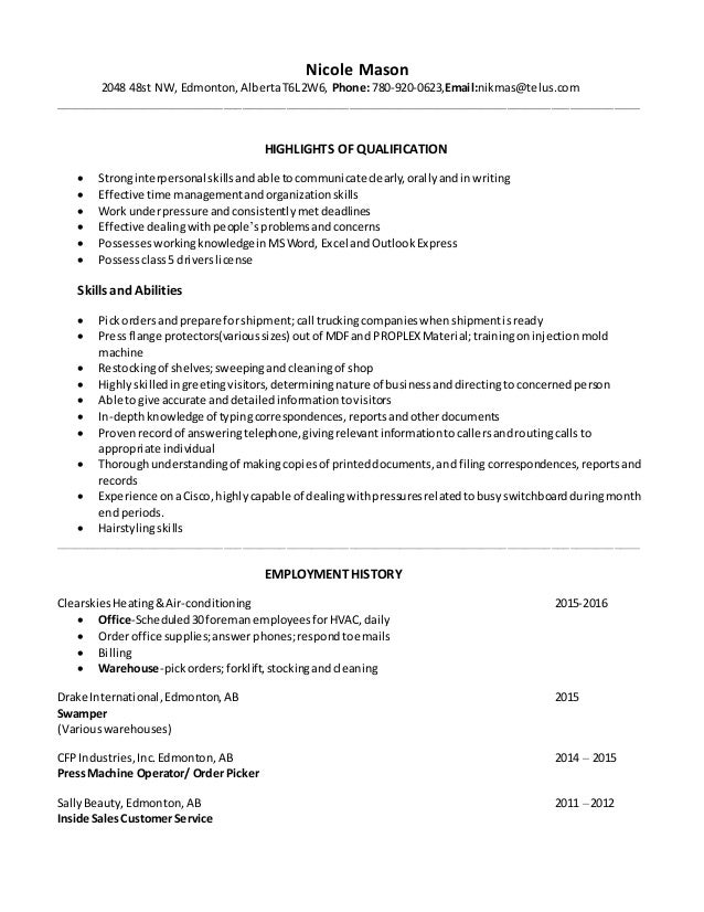 mason resume