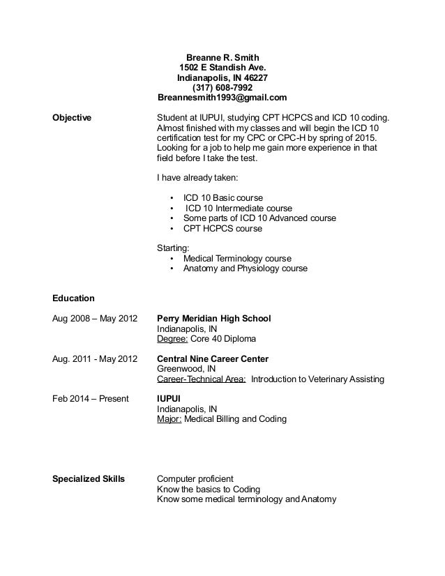 Medical billing and coding resume objectives