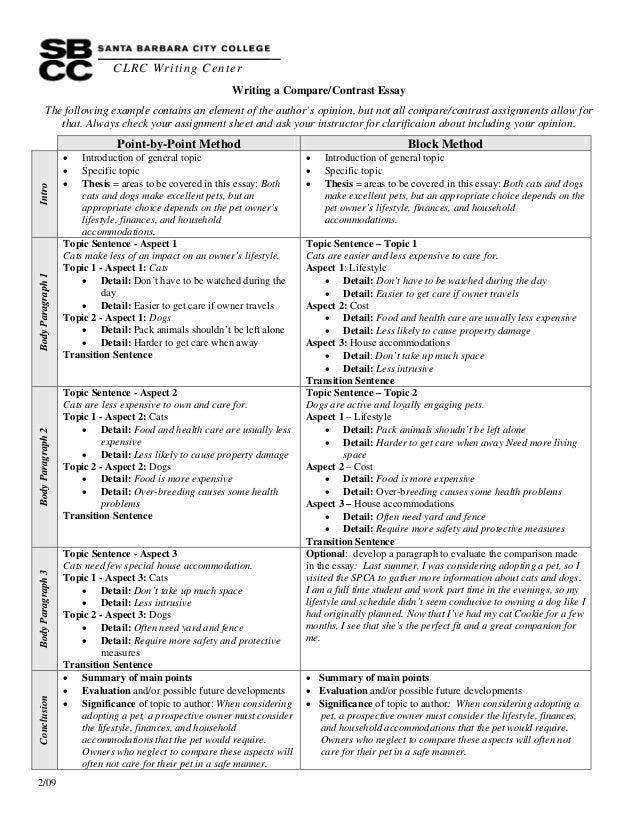 Compare and contrast essay about lifestyle