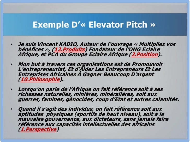 exemple de elevator pitch