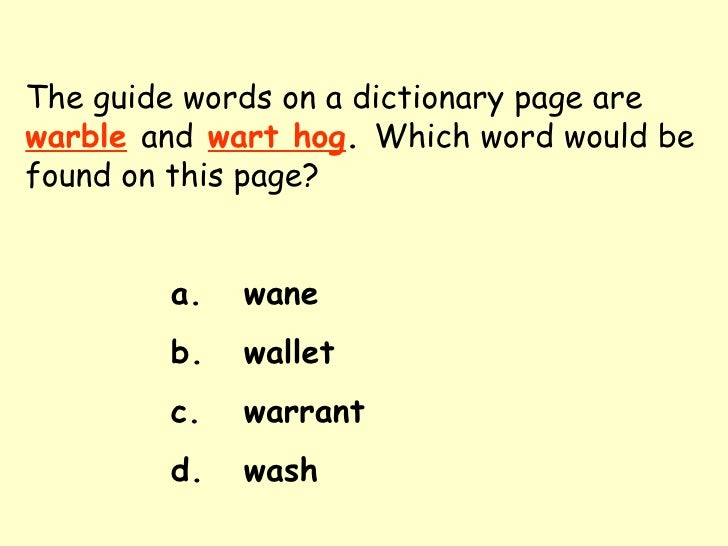 5th Dictionary Guide Words
