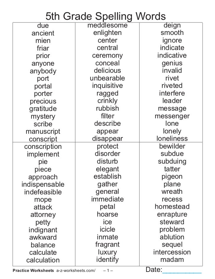 5th-grade-spelling-words-list
