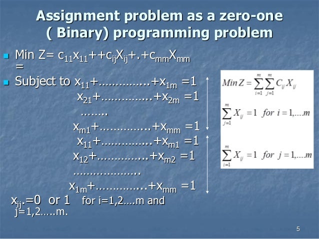 assignment problem assignment problem