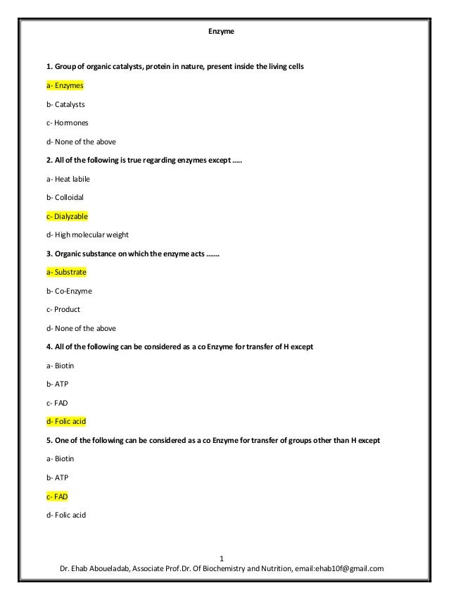 6 mcq 2enzymes