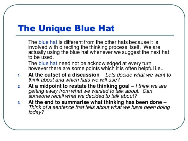 thinking example six hats