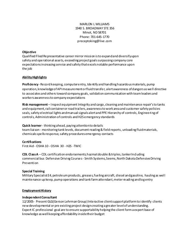 Field Operator Resume