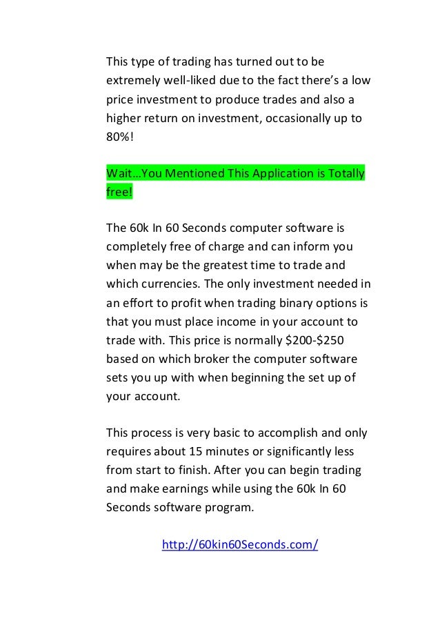 profit in 60 seconds binary options software review