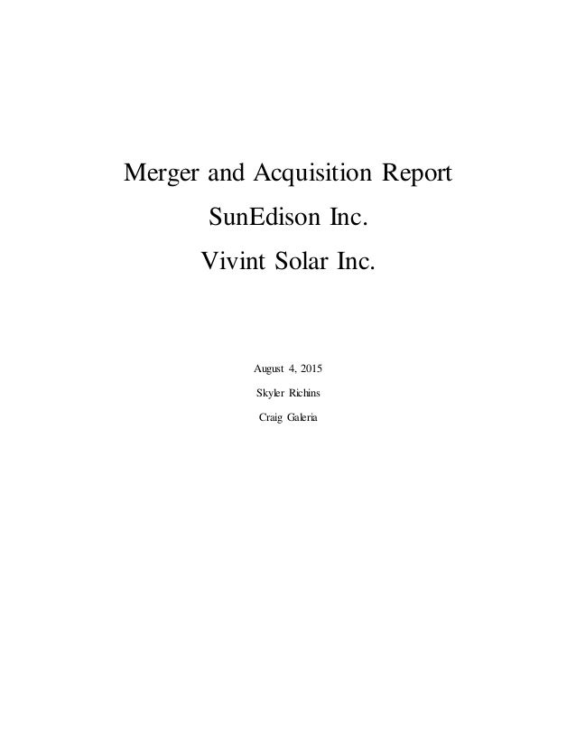 Dissertation report on merger and acquisition
