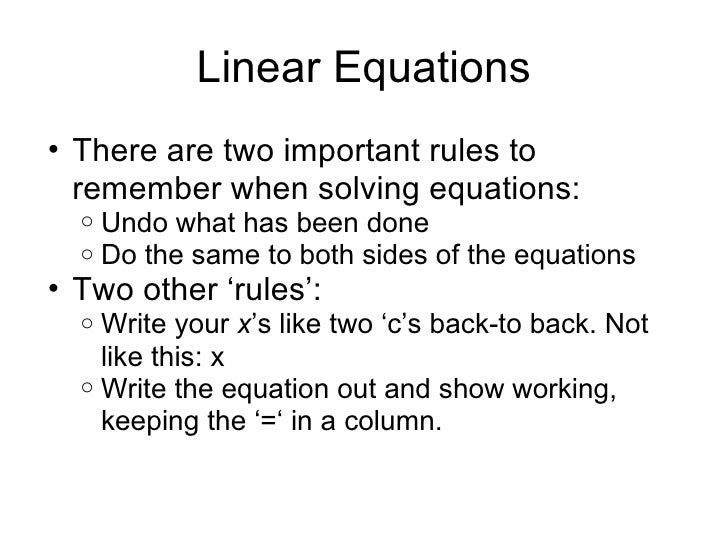 Linear Equations