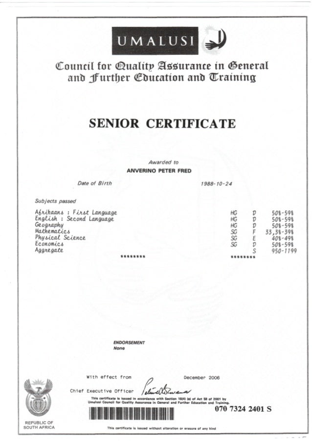 Senior Certificate PDF Senior Certificate PDF