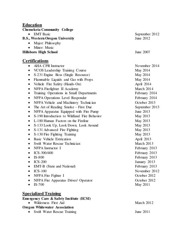 firefighter resumes