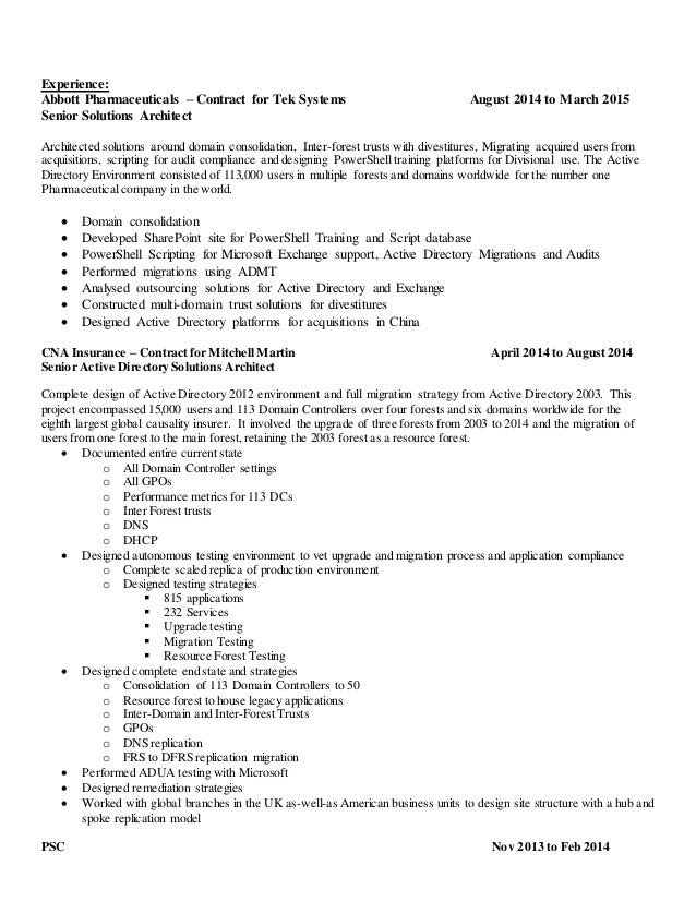 Experience On Exchange And O Resume Experience On Exchange And O Resume