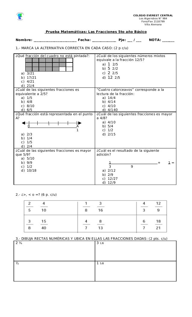 EJERCICIOS DE FRACCIONES 5 ejercicios de fracciones 5: