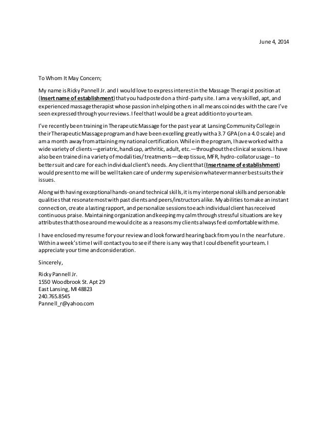 sample occupational therapy cover letter