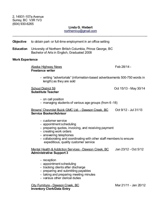Clerical free sample resume