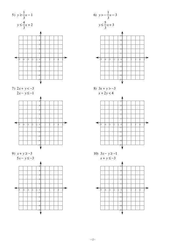 Systems Of Linear Inequalities Worksheet