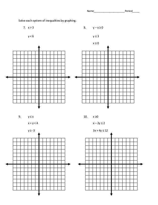 Worksheets Systems Of Inequalities Worksheet 7 6 systems of inequalities word problems 4 name period solve each system inequalities