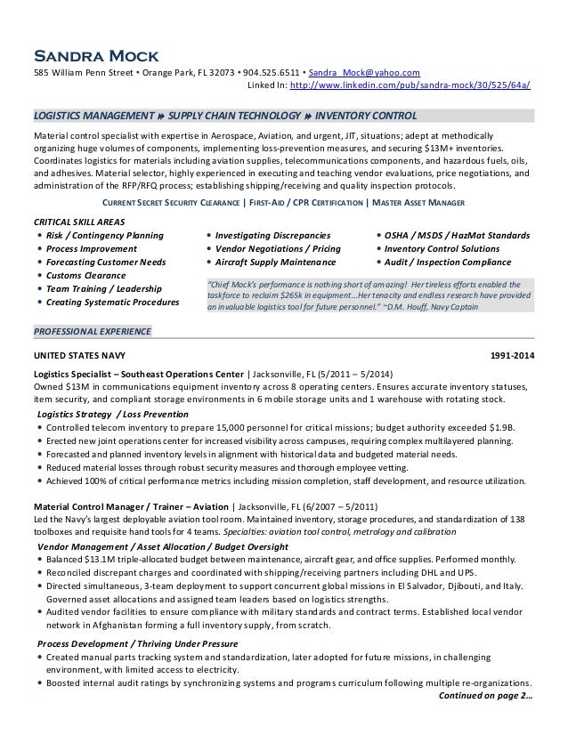 Distribution logistics manager resume