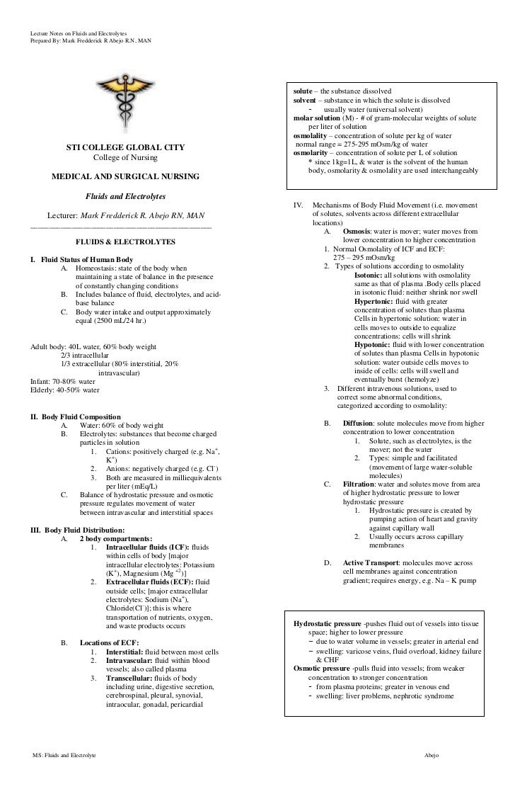 Fluids and Electrolytes