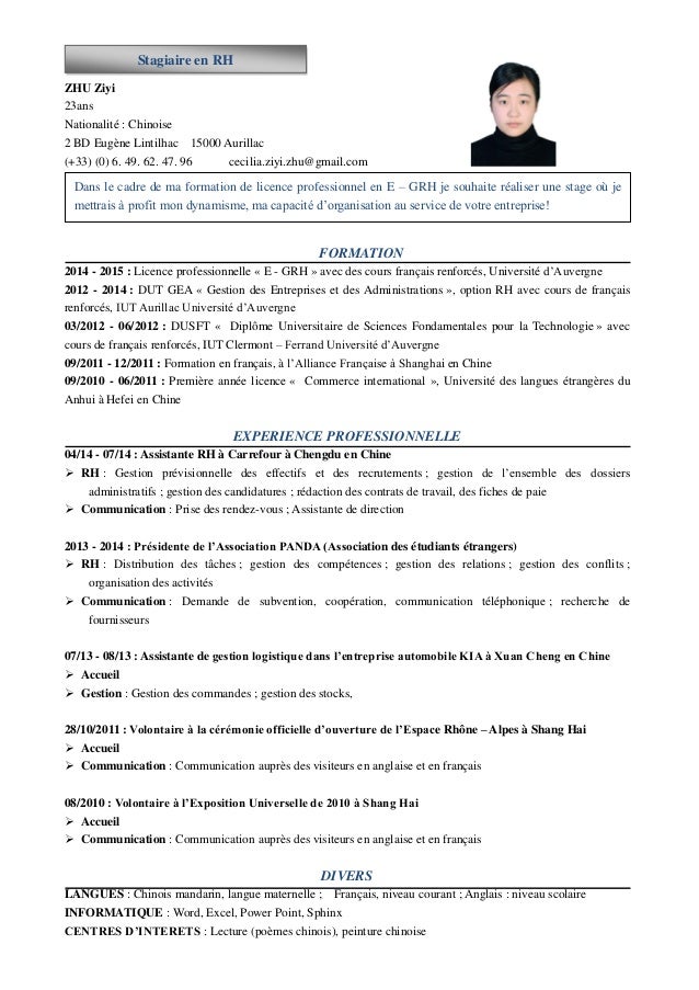 télécharger exemple cv nationalite