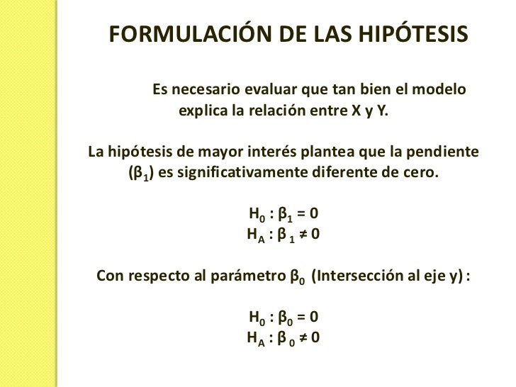 Prueba de Hipotesis en Regresion Lineal Simple