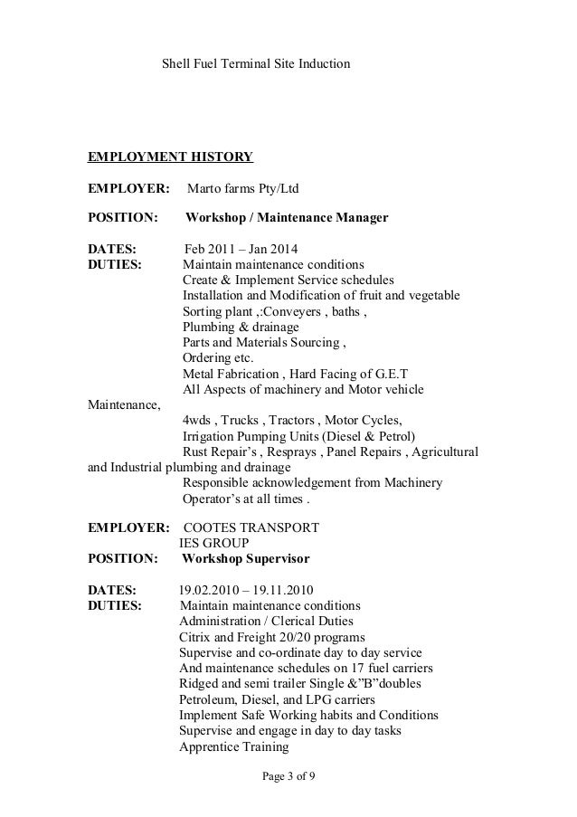 gas station manager resumes
