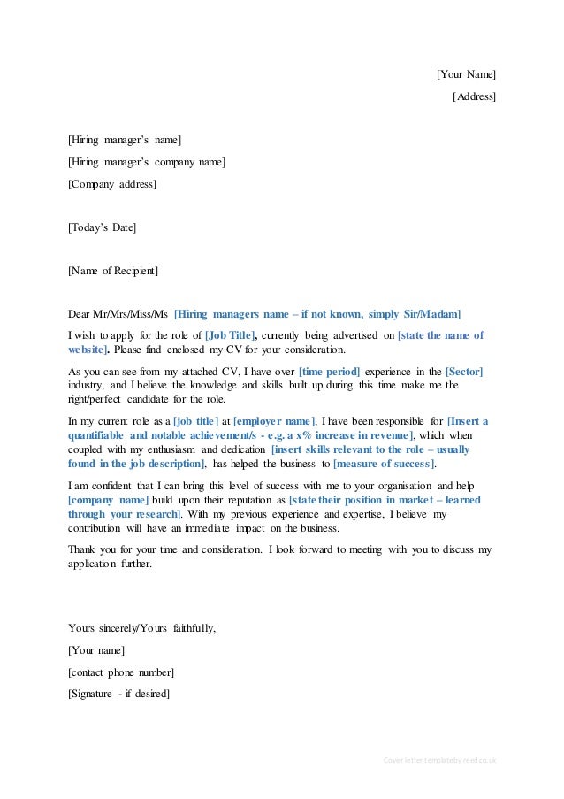 dear madam cover letter