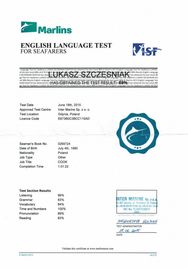Marlins English Test Marlins English Test