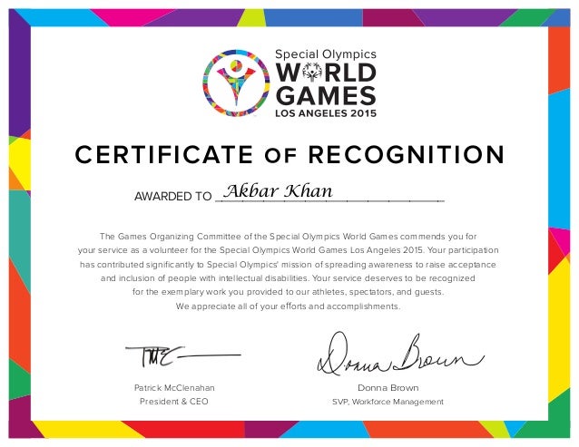 Certificate Of Recognition For Khan