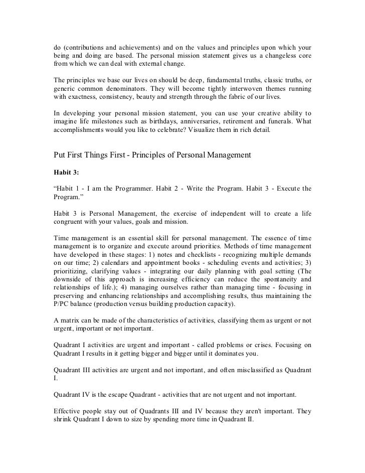 developing a personal mission statement