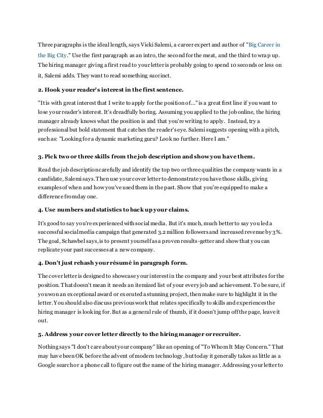 modern cover letter examples